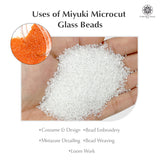 Miyuki Microcut Glass Beads Luster 1mm, Orange+White, 200 Grams