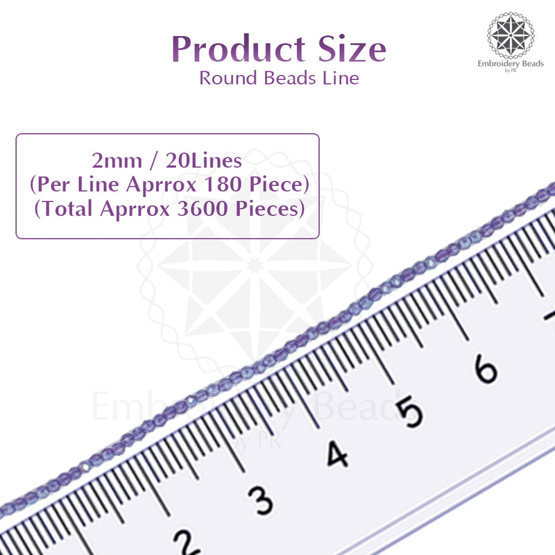 Crystal Bicone Round Beads Line | 2MM | Rainbow Purple 20 Lines | Per Line Approx 180 Pieces | Total Approx 3600 Pieces