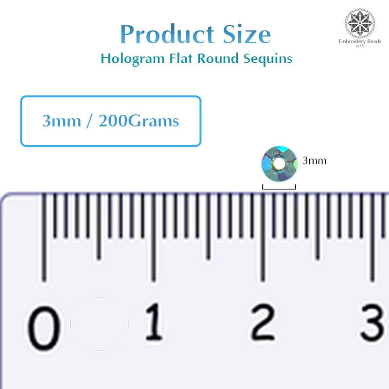 Hologram Flat Round Sequins 3mm - Bottle Green