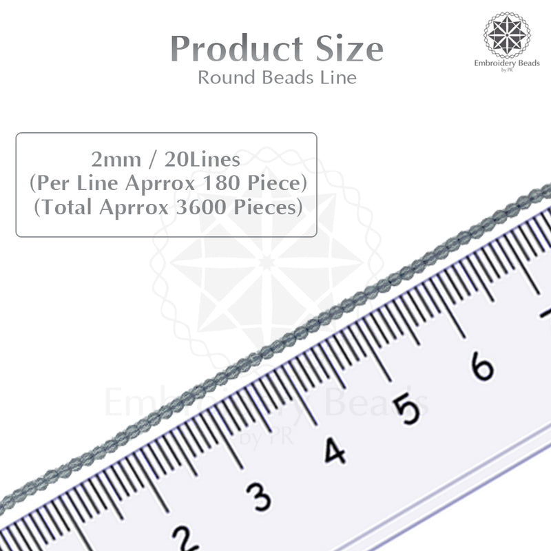 Crystal Bicone Round Beads Line | 2MM | Black Diamond 20 Lines | Per Line Approx 180 Pieces | Total Approx 3600 Pieces