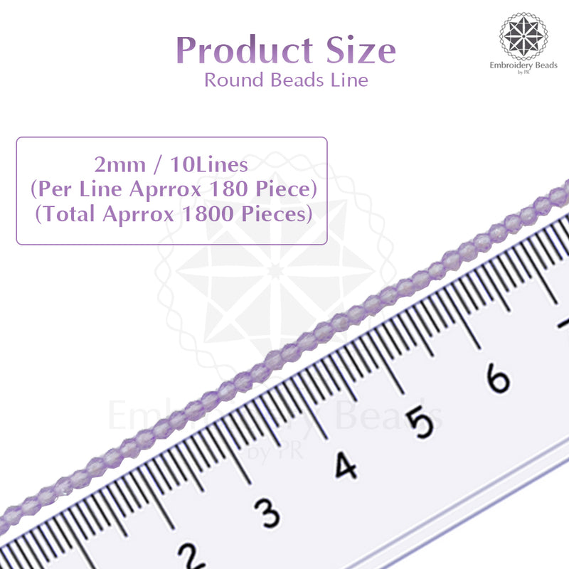 Crystal Bicone Round Beads Line | 2MM | Light Purple 10 Lines | Per Line Approx 180 Pieces | Total Approx 1800 Pieces