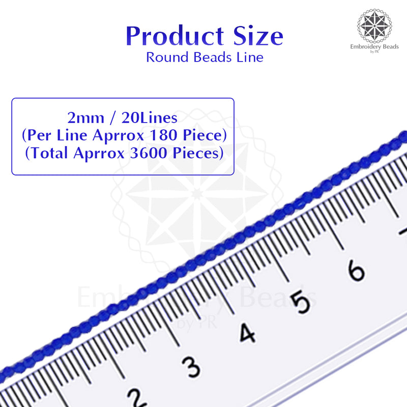 Crystal Bicone Round Beads Line | 2MM | Royal Blue 20 Lines | Per Line Approx 180 Pieces | Total Approx 3600 Pieces