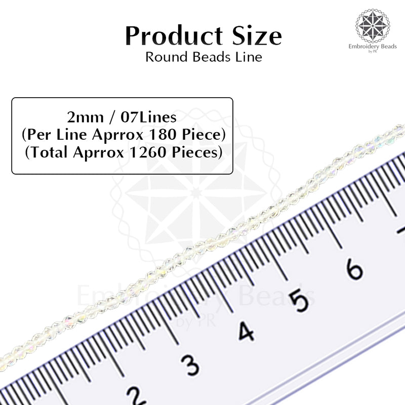 Crystal Bicone Round Beads Line | 2MM | Rainbow White 7 Lines | Per Line Approx 180 Pieces | Total Approx 1260 Pieces