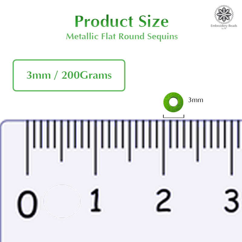 Metallic Flat Round Sequins 3mm, 200 Grams - Pink + Lime Green