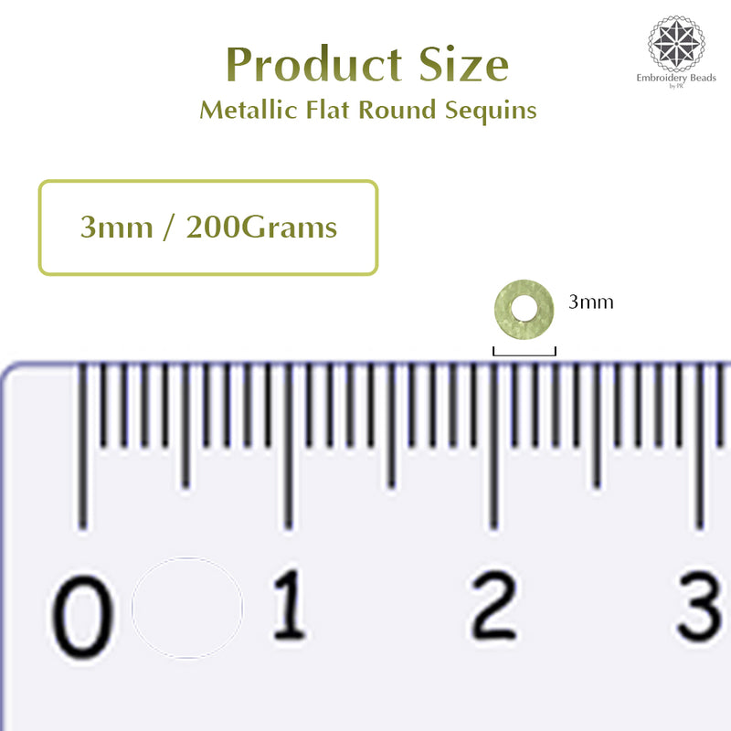 Metallic Flat Round Sequins 3mm, 200 Grams - Lime Green + Gold