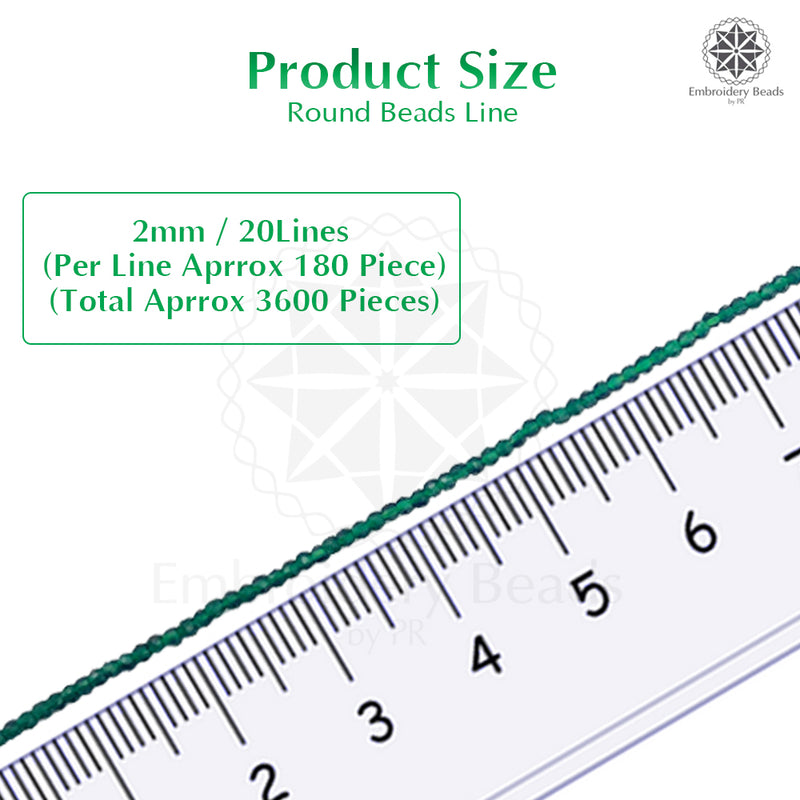 Crystal Bicone Round Beads Line | 2MM | Emerald 20 Lines | Per Line Approx 180 Pieces | Total Approx 3600 Pieces