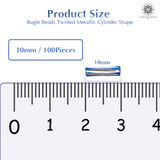 Twisted Metallic Cylinder Shape Beads 10mm, Dark Blue (100 Pieces) Making Embroidery Craft DIY Work Jewellery