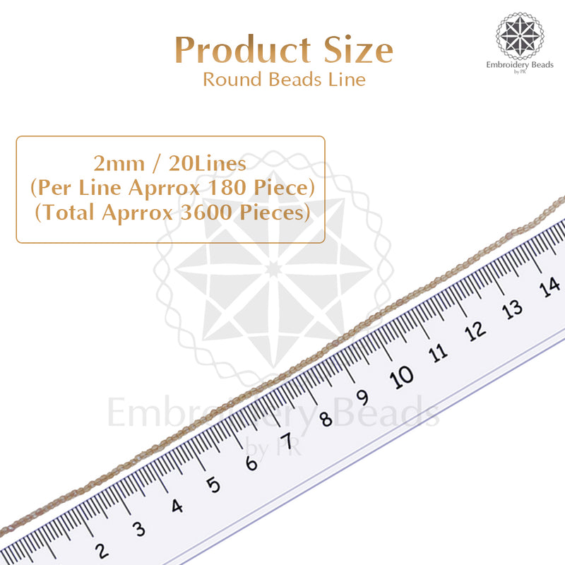 Crystal Bicone Round Beads Line | 2MM | Rainbow Light Brown 20 Lines | Per Line Approx 180 Pieces | Total Approx 3600 Pieces