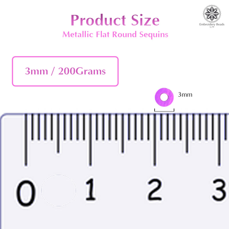Metallic Flat Round Sequins 3mm, 200 Grams - Pink + Gold