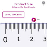 Hologram Flat Round Sequins 3mm, 200 Grams - Buttercup + Light Pink