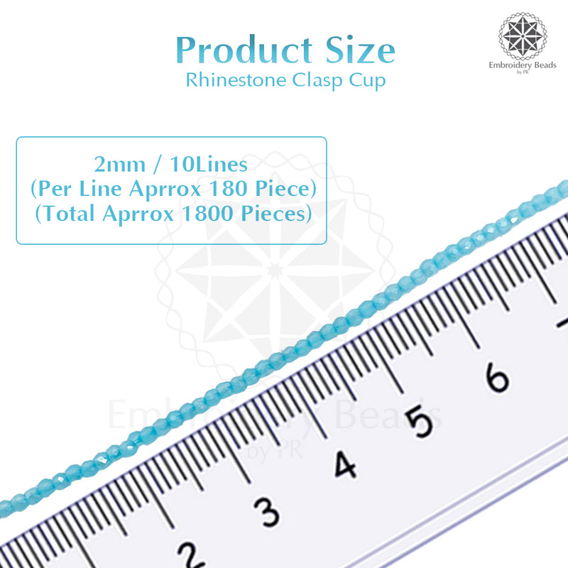 Crystal Bicone Round Beads Line | 2MM | Blue 10 Lines | Per Line Approx 180 Pieces | Total Approx 1800 Pieces