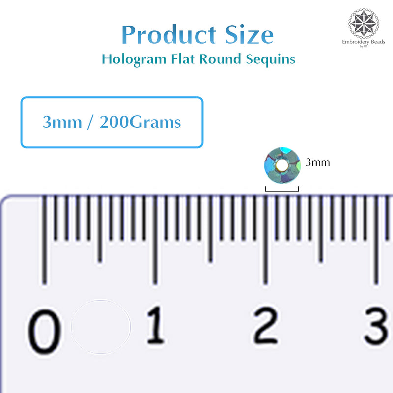 Hologram Flat Round Sequins 3mm, 200 Grams - Bottle Green + Buttercup