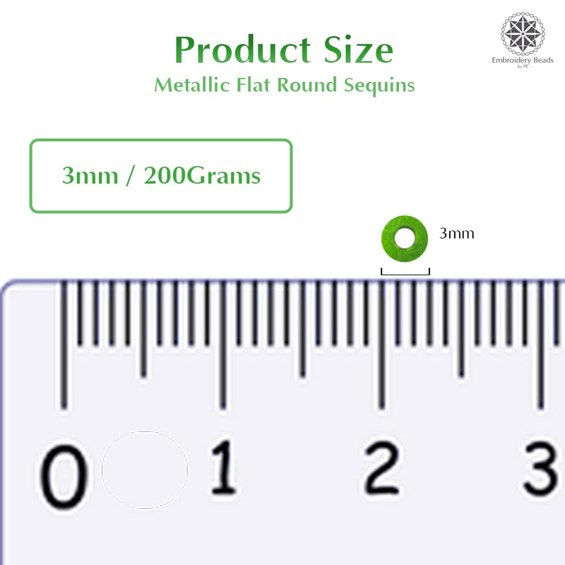Metallic Flat Round Sequins 3mm - Lime Green