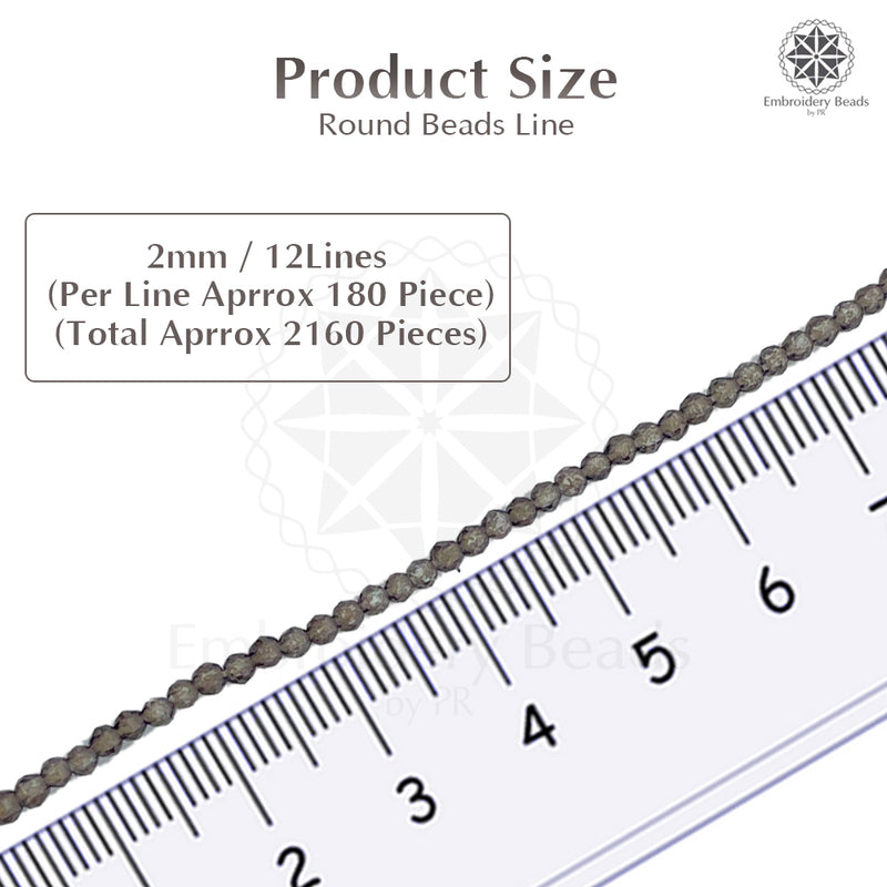 Crystal Bicone Round Beads Line | 2MM | Brown 12 Lines | Per Line Approx 180 Pieces | Total Approx 2160 Pieces