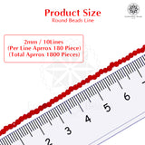 Crystal Bicone Round Beads Line | 2MM | Red 10 Lines | Per Line Approx 180 Pieces | Total Approx 1800 Pieces