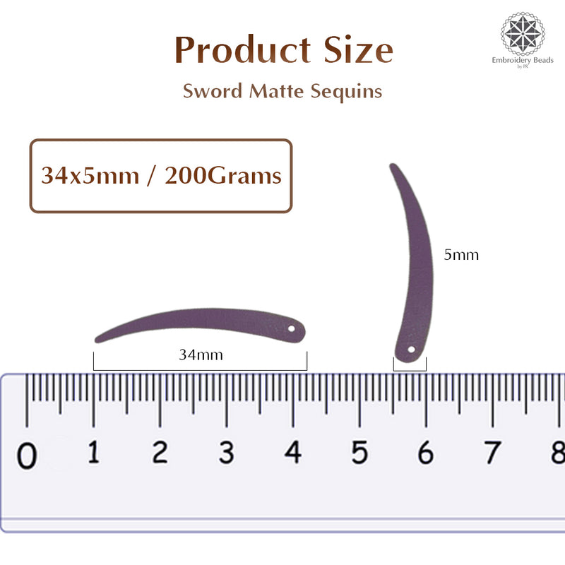 Sword Shape Matte Sequins 34x5mm, 200 Grams - Olive Night + Dark Brown