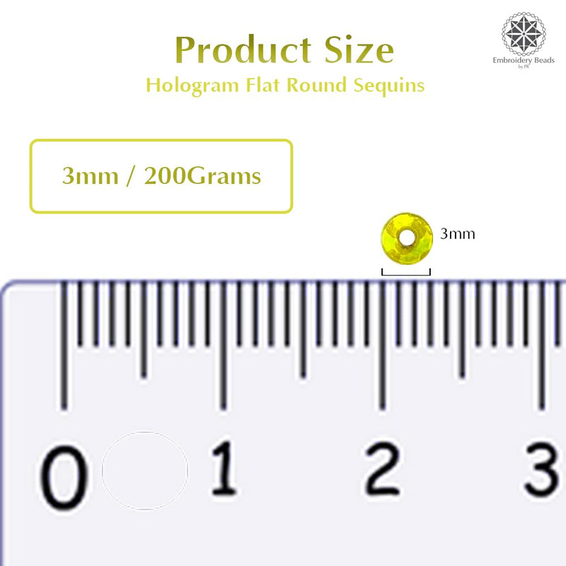 Hologram Flat Round Sequins 3mm - Buttercup