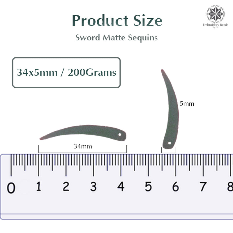 Sword Shape Matte Sequins 34x5mm, 200 Grams - Olive Night + Plum Kitten