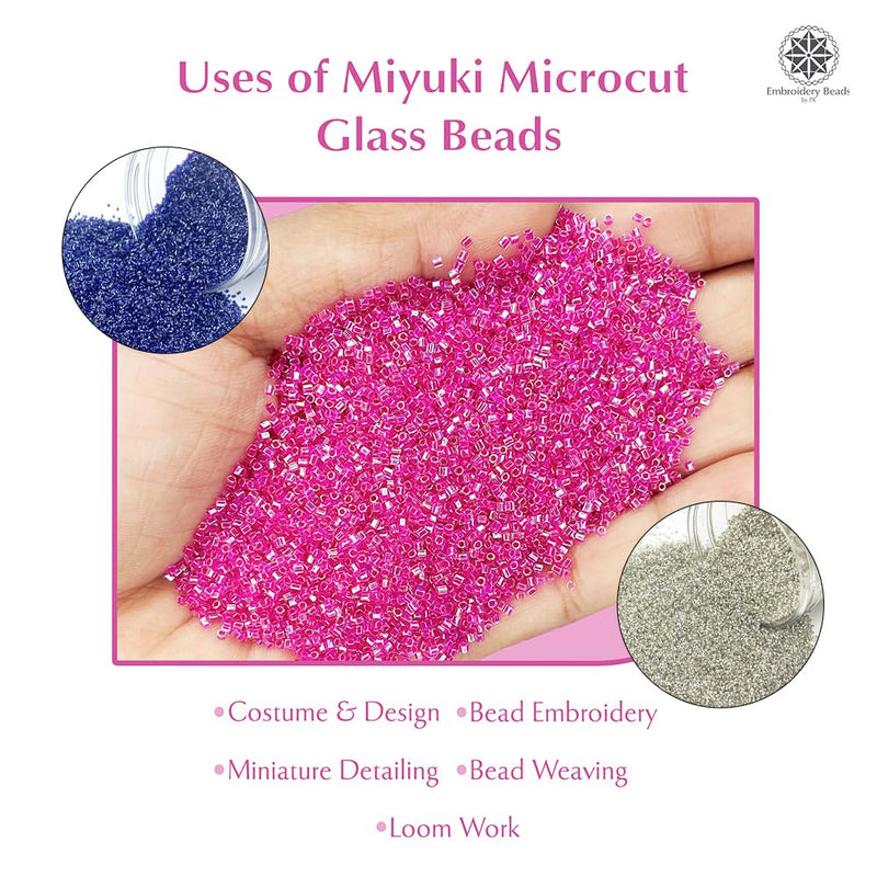 Miyuki Microcut Glass Beads Luster 1mm, Royal Blue+Silver+Rembo Pink, 300 Grams