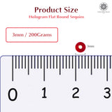 Hologram Flat Round Sequins 3mm, 200 Grams - Green + Dark Red