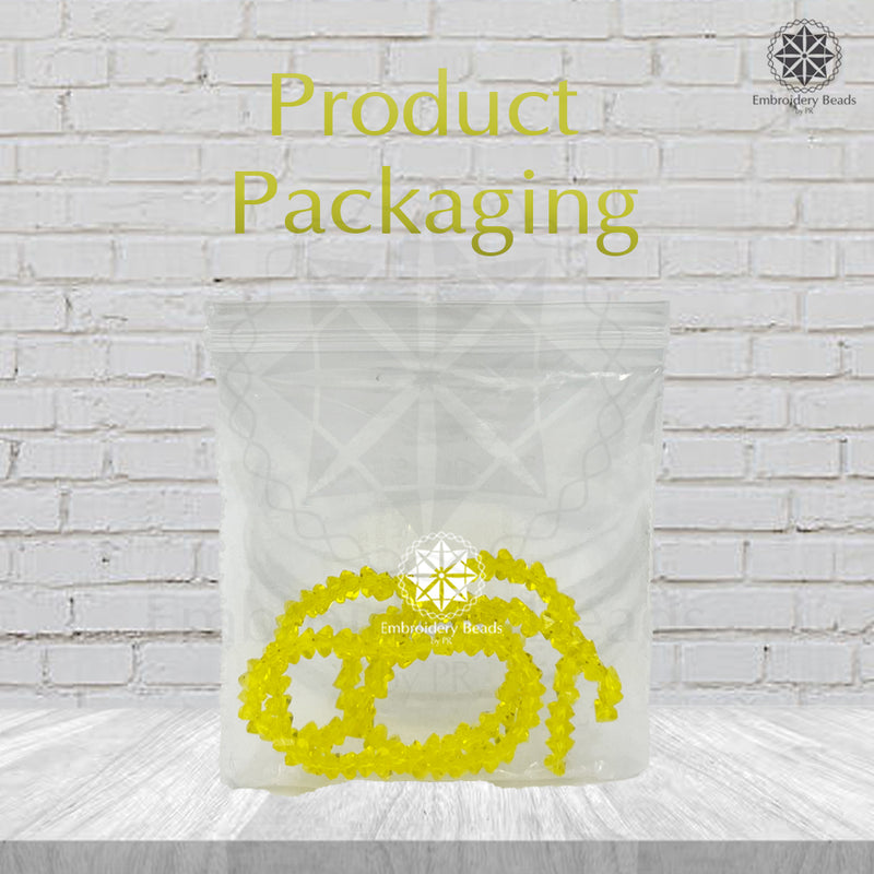 Crystal Bicone Triangle Beads Line | 6MM | Yellow 5 Lines | Per Line Approx 88 Pieces | Total Approx 440 Pieces