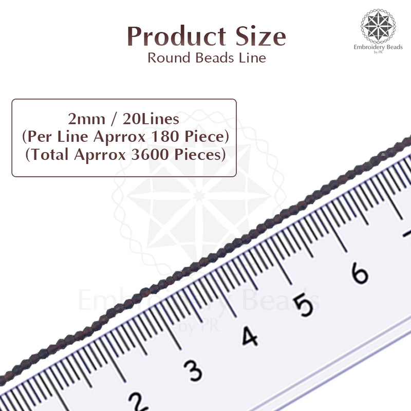 Crystal Bicone Round Beads Line | 2MM | Dark Brown 20 Lines | Per Line Approx 180 Pieces | Total Approx 3600 Pieces