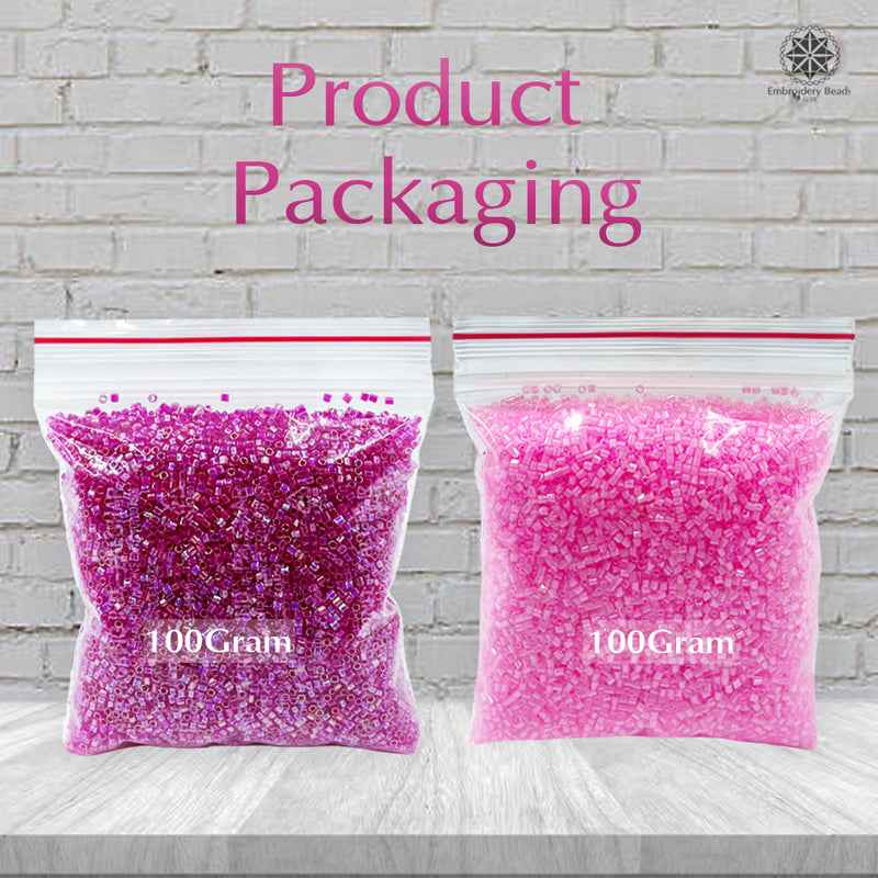 Miyuki Microcut Glass Beads Luster 1mm, Baby pink+Rainbow pink, 200 Grams