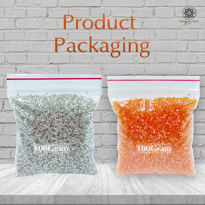 Miyuki Microcut Glass Beads Luster 1mm, Orange+Silver, 200 Grams