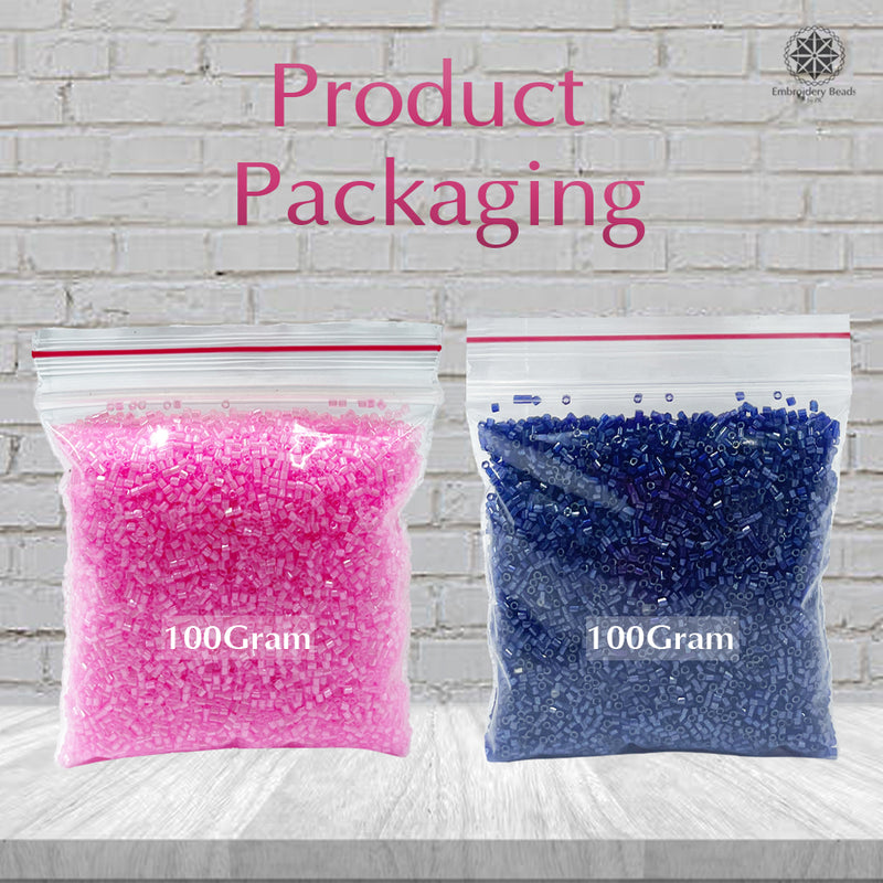 Miyuki Microcut Glass Beads Luster 1mm, Royal blue+Baby pink, 200 Grams