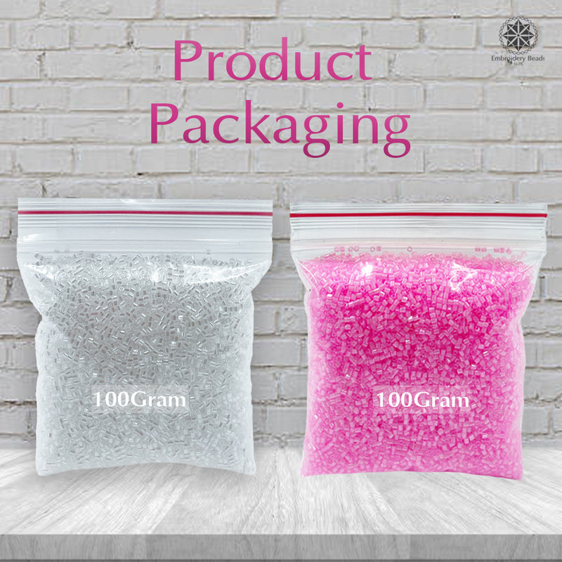 Miyuki Microcut Glass Beads Luster 1mm, Baby pink+White, 200 Grams