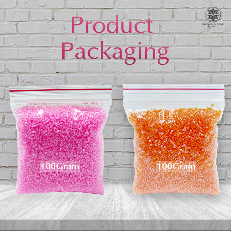 Miyuki Microcut Glass Beads Luster 1mm, Orange+Baby Pink, 200 Grams