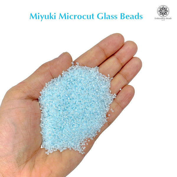 Miyuki Microcut Glass Beads Luster 1mm, Sky Blue, 100 Grams