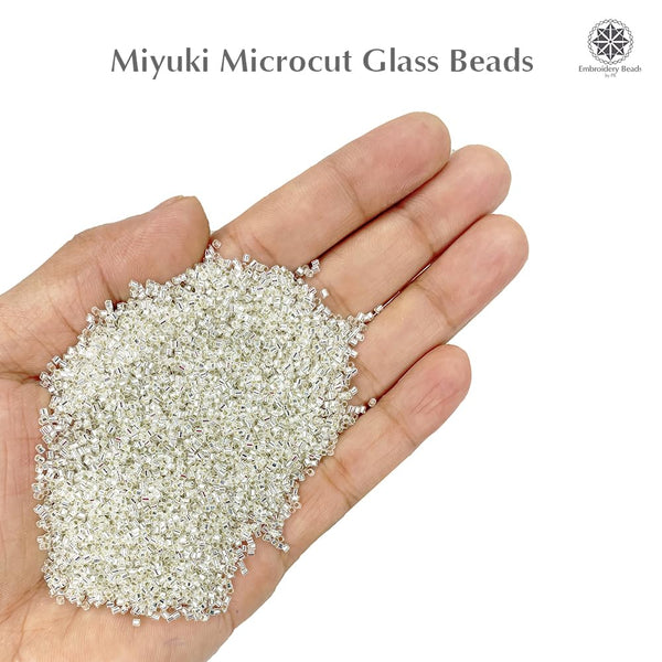 Miyuki Microcut Glass Beads Luster 1mm, Silver, 100 Grams