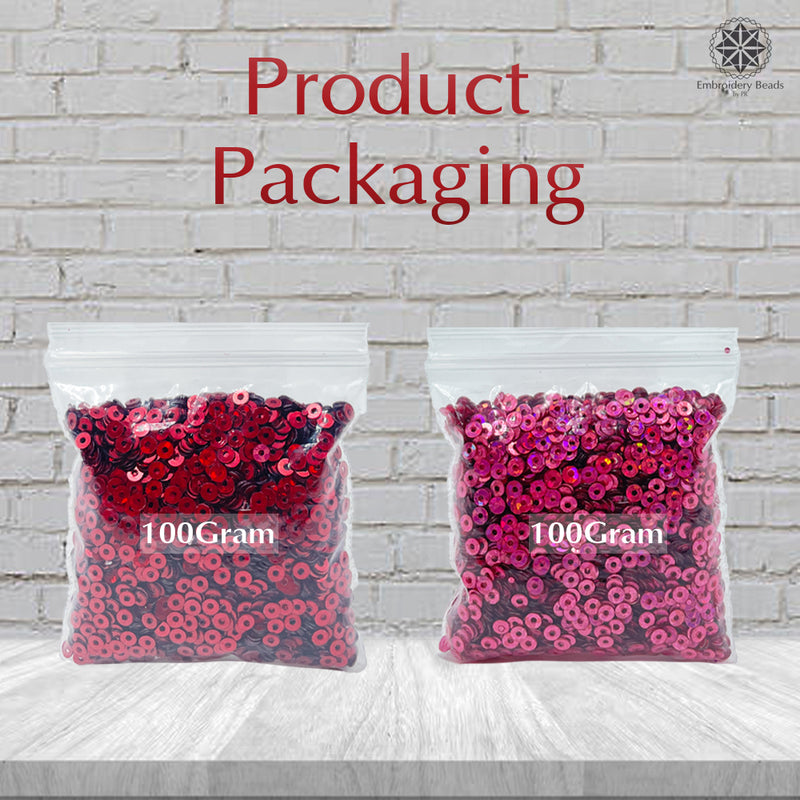 Hologram Flat Round Sequins 3mm, 200 Grams - Light Pink + Dark Red