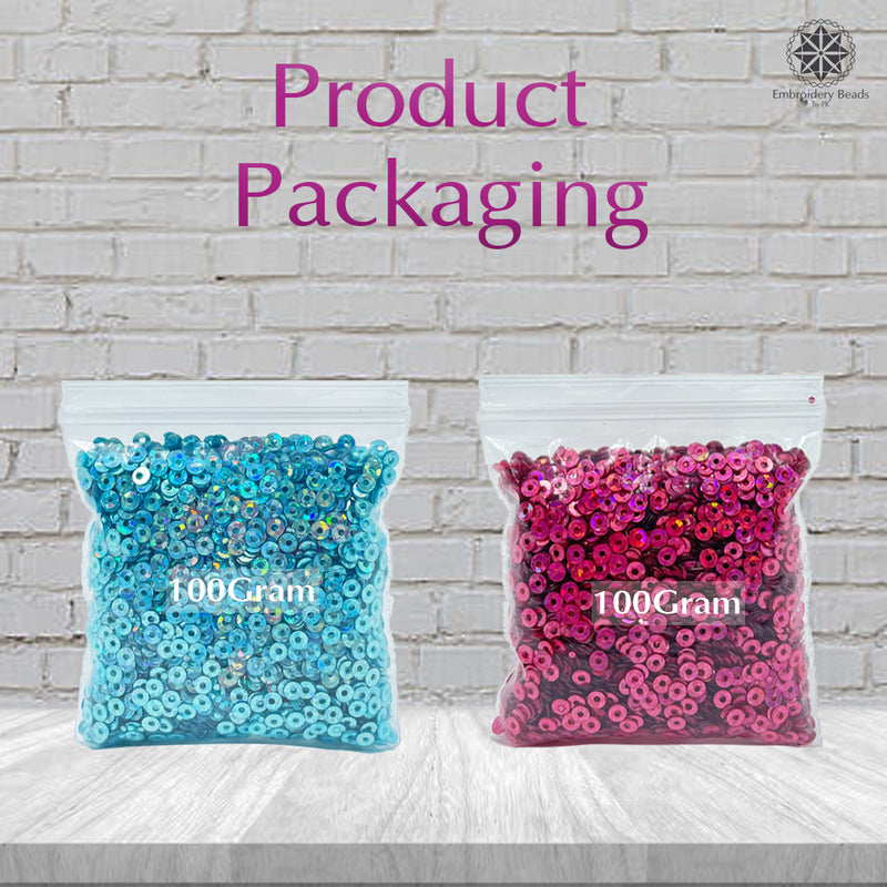 Hologram Flat Round Sequins 3mm, 200 Grams - Bottle Green + Light Pink