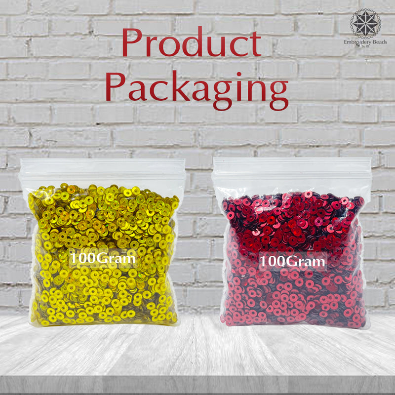 Hologram Flat Round Sequins 3mm, 200 Grams - Buttercup + Dark Red