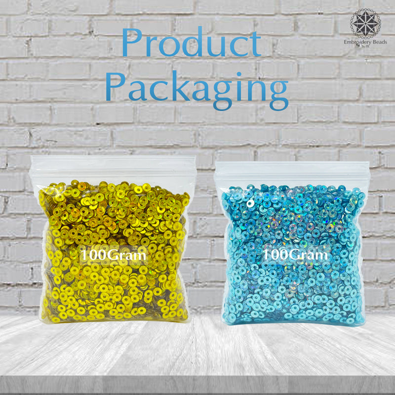Hologram Flat Round Sequins 3mm, 200 Grams - Bottle Green + Buttercup