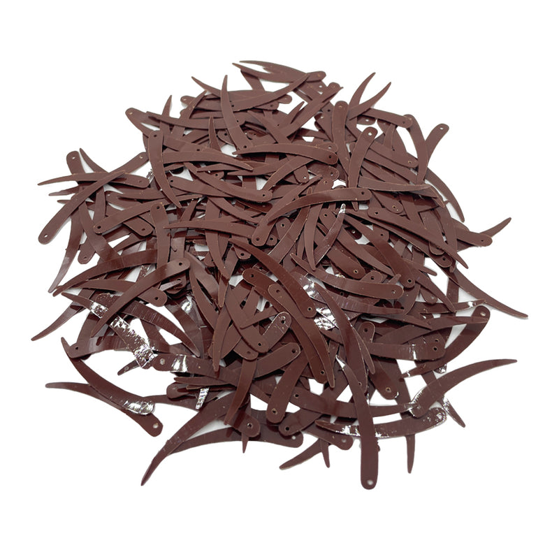 Sword Shape Flat Opaque Sequins 34x5mm, 100 Grams - Brown