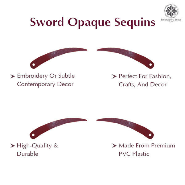 Sword Shape Flat Opaque Sequins 34x5mm, 100 Grams - Coffee