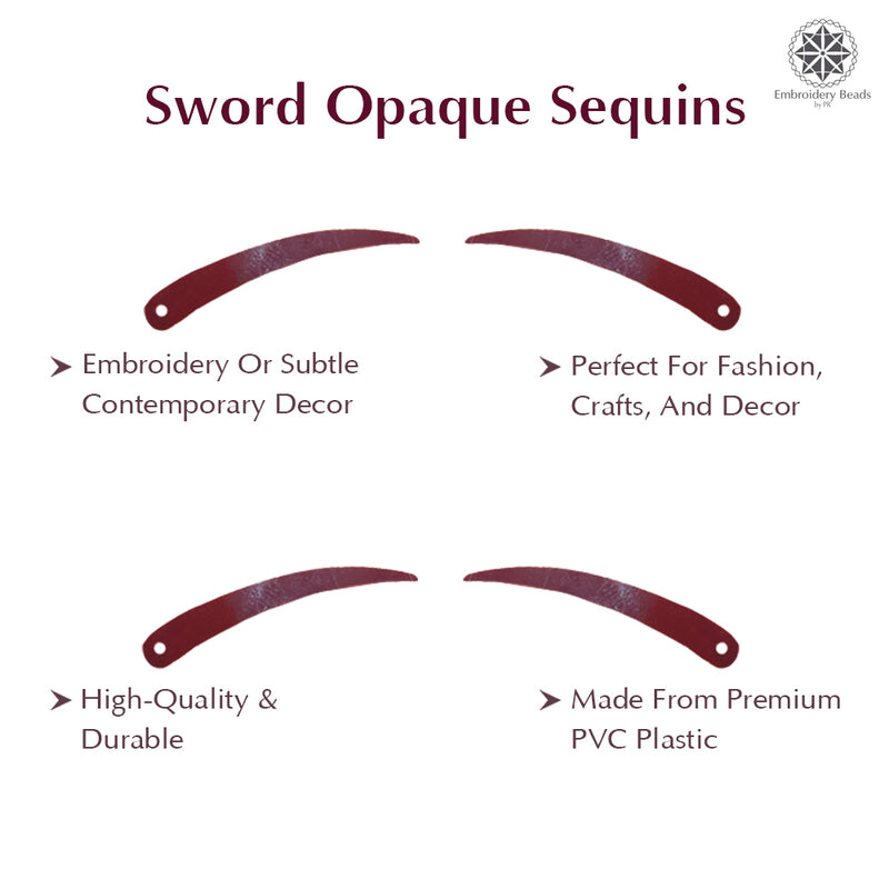 Sword Shape Flat Opaque Sequins 34x5mm, 100 Grams - Coffee