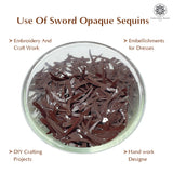 Sword Shape Flat Opaque Sequins 34x5mm, 100 Grams - Coffee