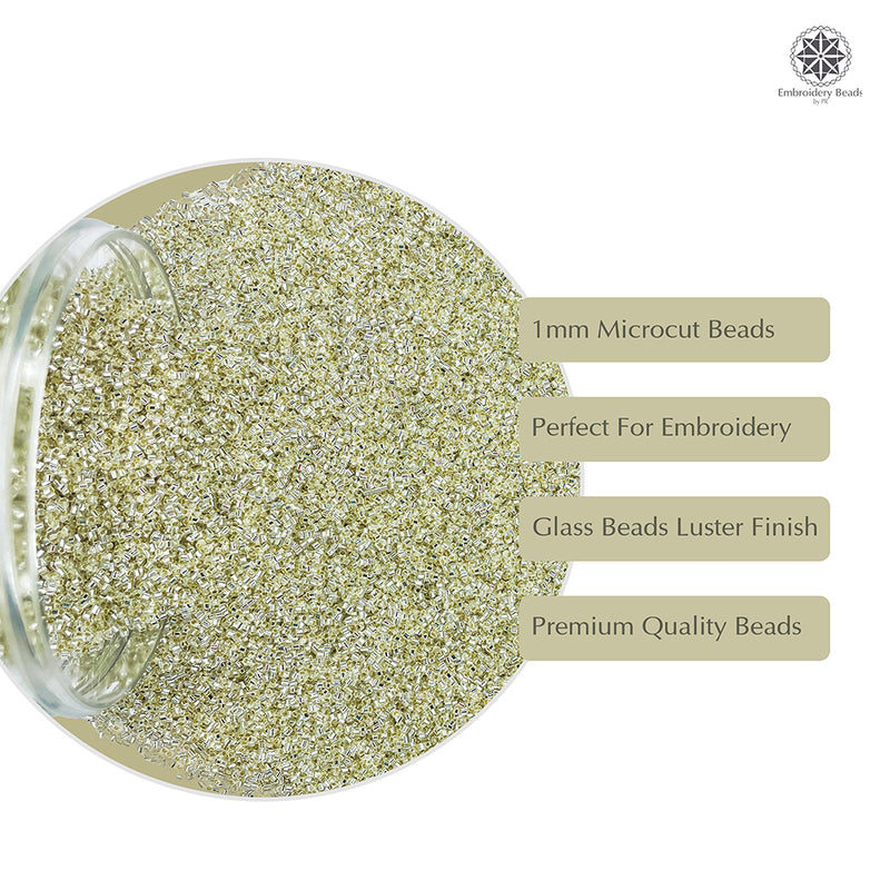 Miyuki Microcut Glass Beads Luster 1mm, Silver, 100 Grams