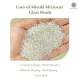 Miyuki Microcut Glass Beads Luster 1mm, Silver, 100 Grams