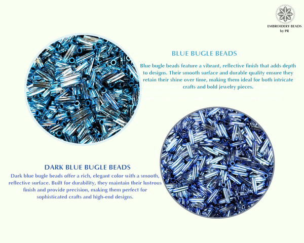 Embroidery Beads, Twisted Metallic Cylinder Shape Beads Mix 10mm, Blue+Dark Blue (400 Pieces) Making Embroidery Craft DIY Work Jewellery, Necklace, Bracelet, Single Hole Metallic Cylinder Shape Beads