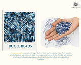 Embroidery Beads, Twisted Metallic Cylinder Shape Beads Mix 10mm, Blue+Dark Blue (200 Pieces) Making Embroidery Craft DIY Work Jewellery, Necklace, Bracelet, Single Hole Metallic Cylinder Shape Beads