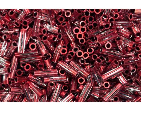Embroidery Beads, Twisted Metallic Cylinder Shape Beads 10mm, Red (100 Pieces) Making Embroidery Craft DIY Work Jewellery