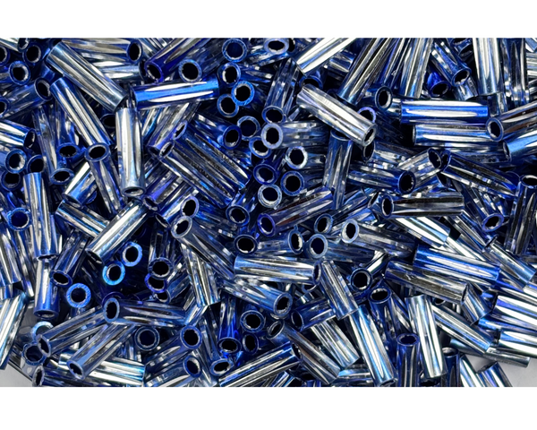 Embroidery Beads, Twisted Metallic Cylinder Shape Beads 10mm, Dark Blue (100 Pieces) Making Embroidery Craft DIY Work Jewellery