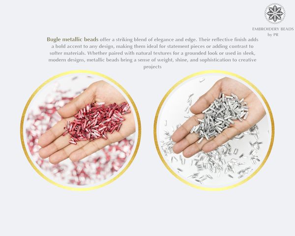 Embroidery Beads, Twisted Metallic Cylinder Shape Beads Mix 10mm, Red+Silver (400 Pieces) Making Embroidery Craft DIY Work Jewellery, Necklace, Bracelet, Single Hole Metallic Cylinder Shape Beads