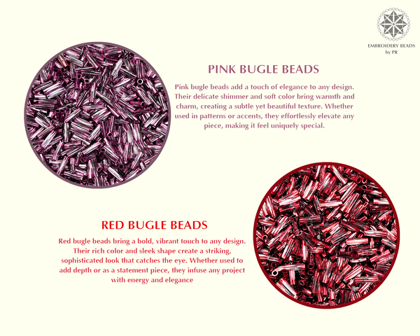 Embroidery Beads, Twisted Metallic Cylinder Shape Beads Mix 10mm, Red+Pink (400 Pieces) Making Embroidery Craft DIY Work Jewellery, Necklace, Bracelet, Single Hole Metallic Cylinder Shape Beads