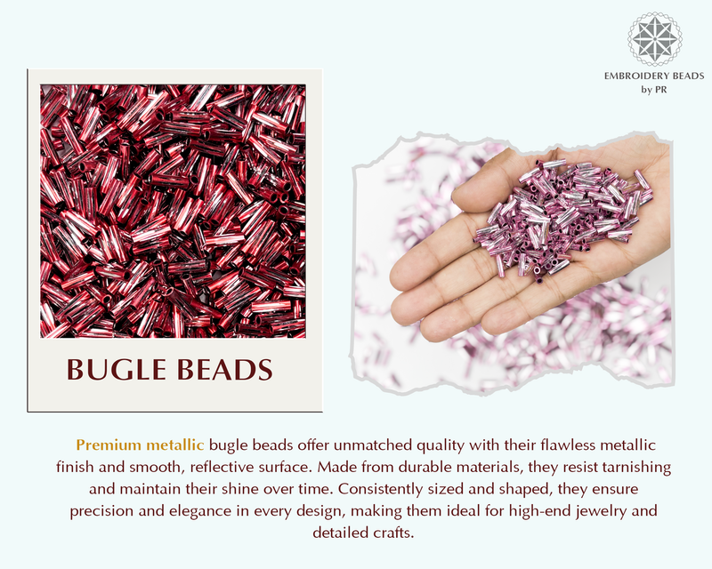Embroidery Beads, Twisted Metallic Cylinder Shape Beads Mix 10mm, Red+Pink (400 Pieces) Making Embroidery Craft DIY Work Jewellery, Necklace, Bracelet, Single Hole Metallic Cylinder Shape Beads